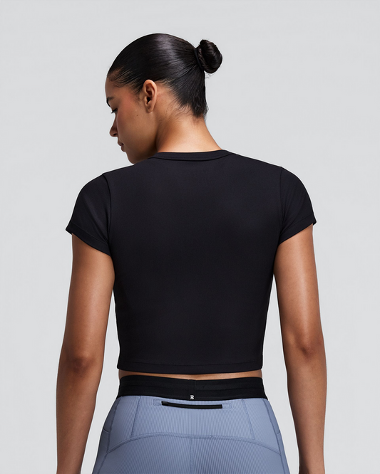 Bandit Women's Vituccia Cropped Performance Tee / Black - Frontrunner Colombo