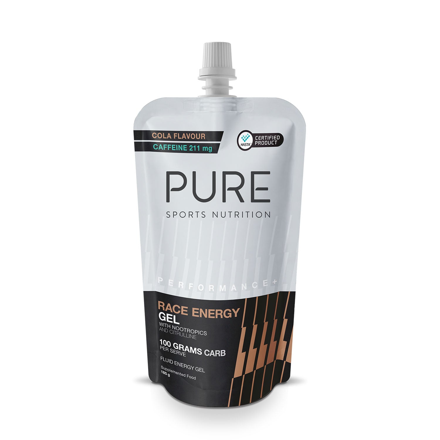 PURE Performance + Race Energy Gel 100g Pouch + Caffiene - Frontrunner Colombo