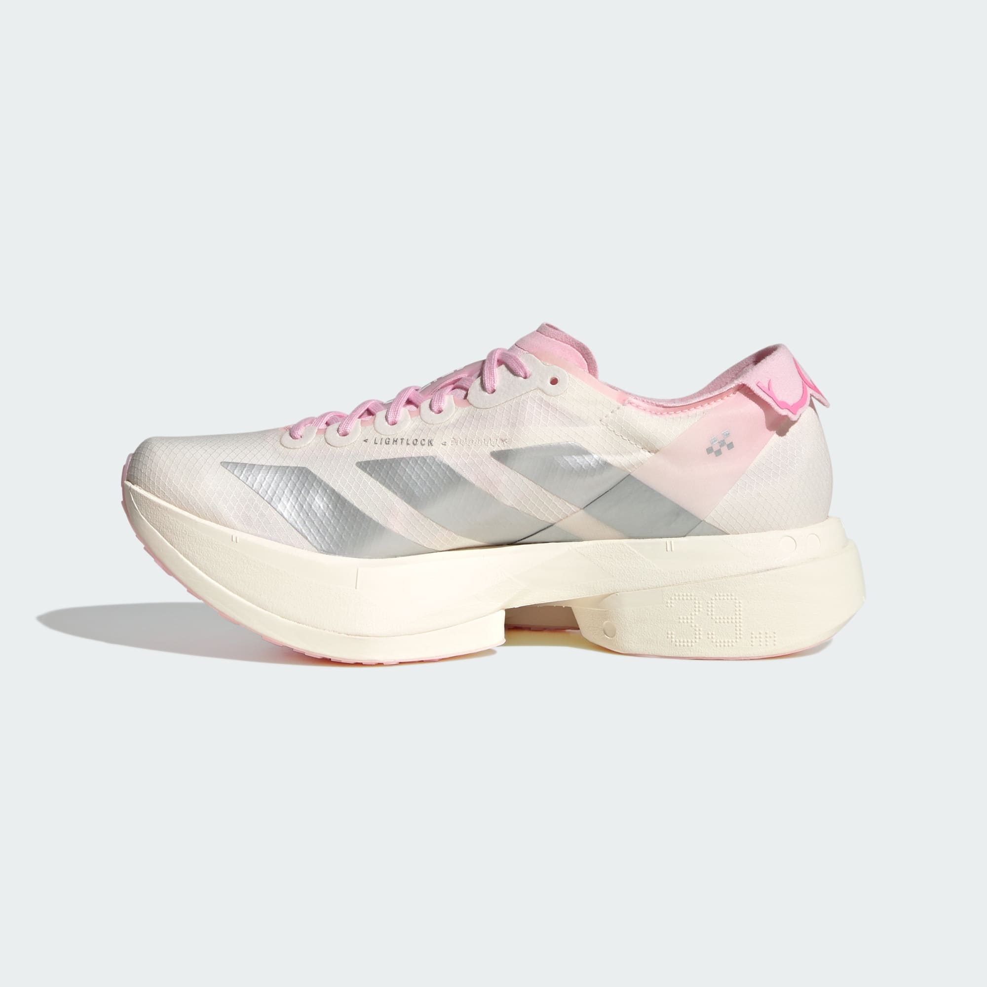 Adidas Adizero Adios Pro 4 (B Standard) Womens White/Silver Metallic/Pink - Frontrunner Colombo