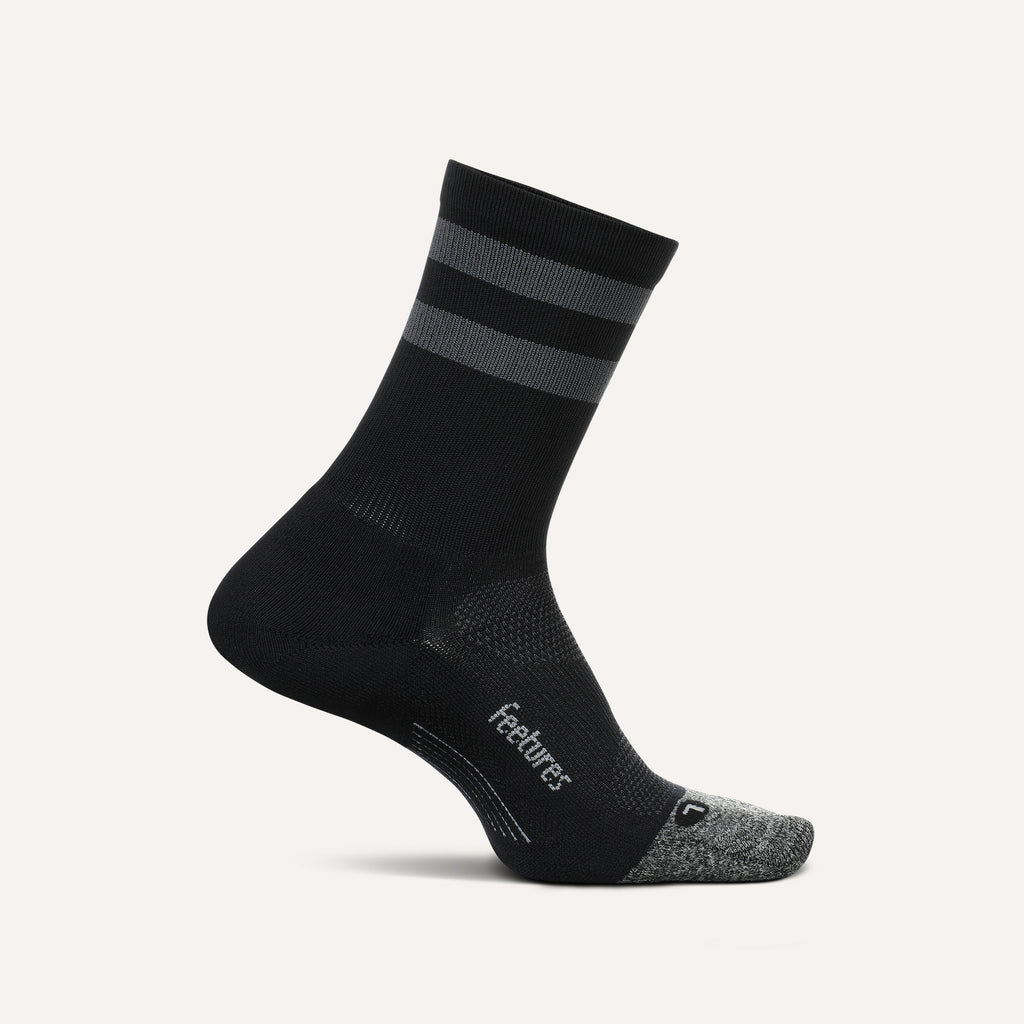 Feetures Elite Light Cushion Mini Crew Black High Top Stripe - Frontrunner Colombo