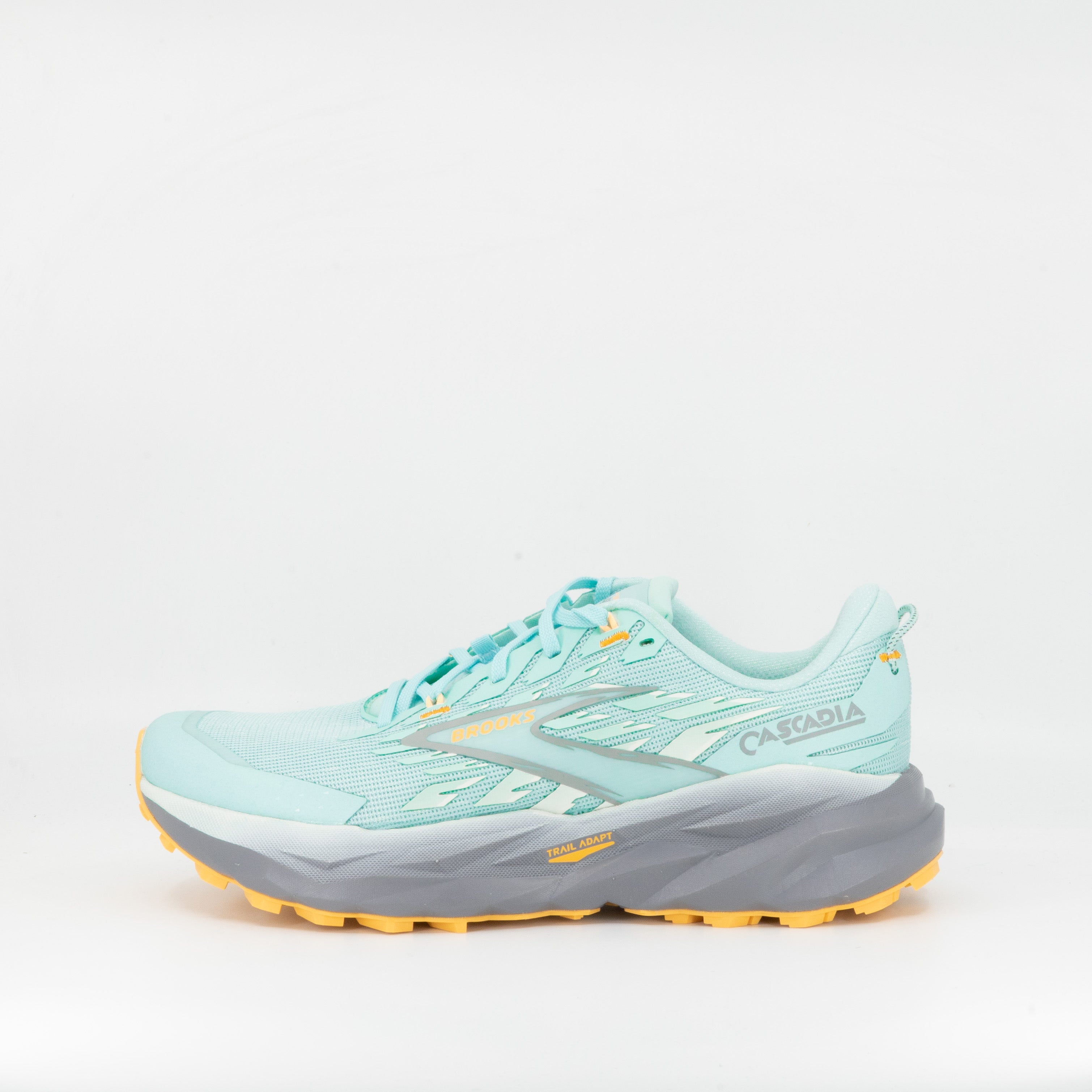 Brooks Cascadia 19 (D Wide) Womens Clearwater/Primer Grey/Apricot - Frontrunner Colombo
