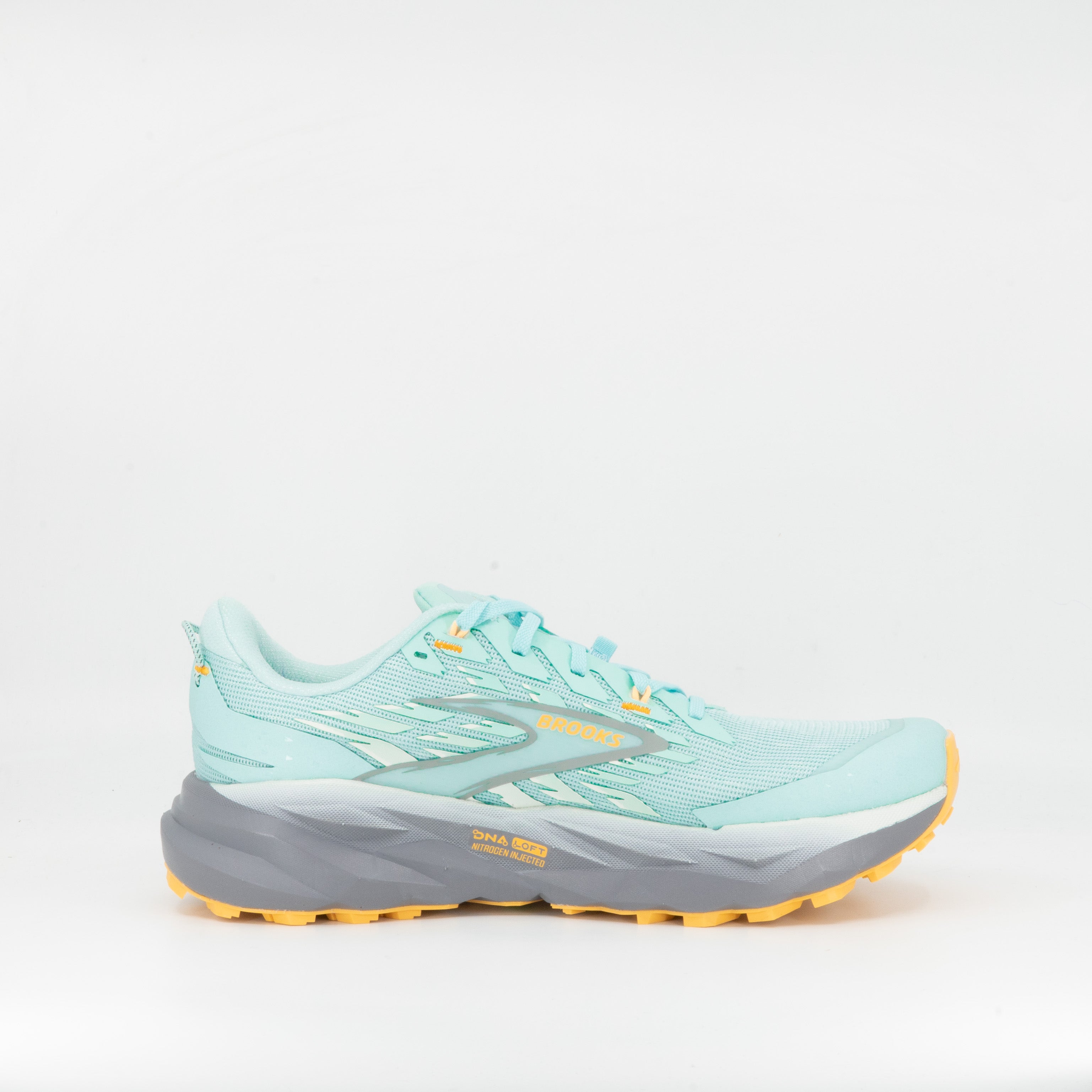 Brooks Cascadia 19 (B Standard) Womens Clearwater/Primer Grey/Apricot - Frontrunner Colombo