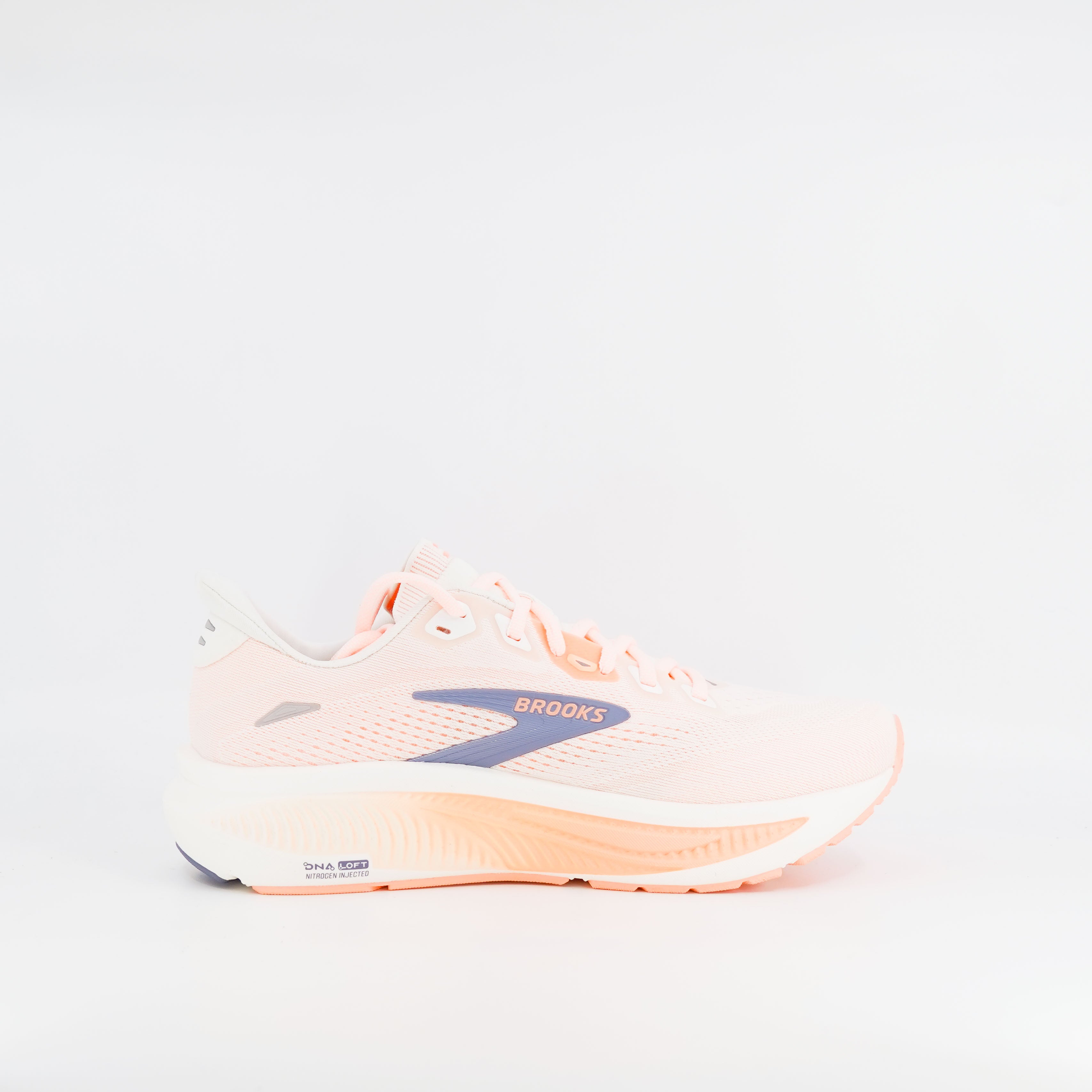 Brooks Ghost 18 (D Wide) Womens Star White/Cyber Peach/Grey - Frontrunner Colombo