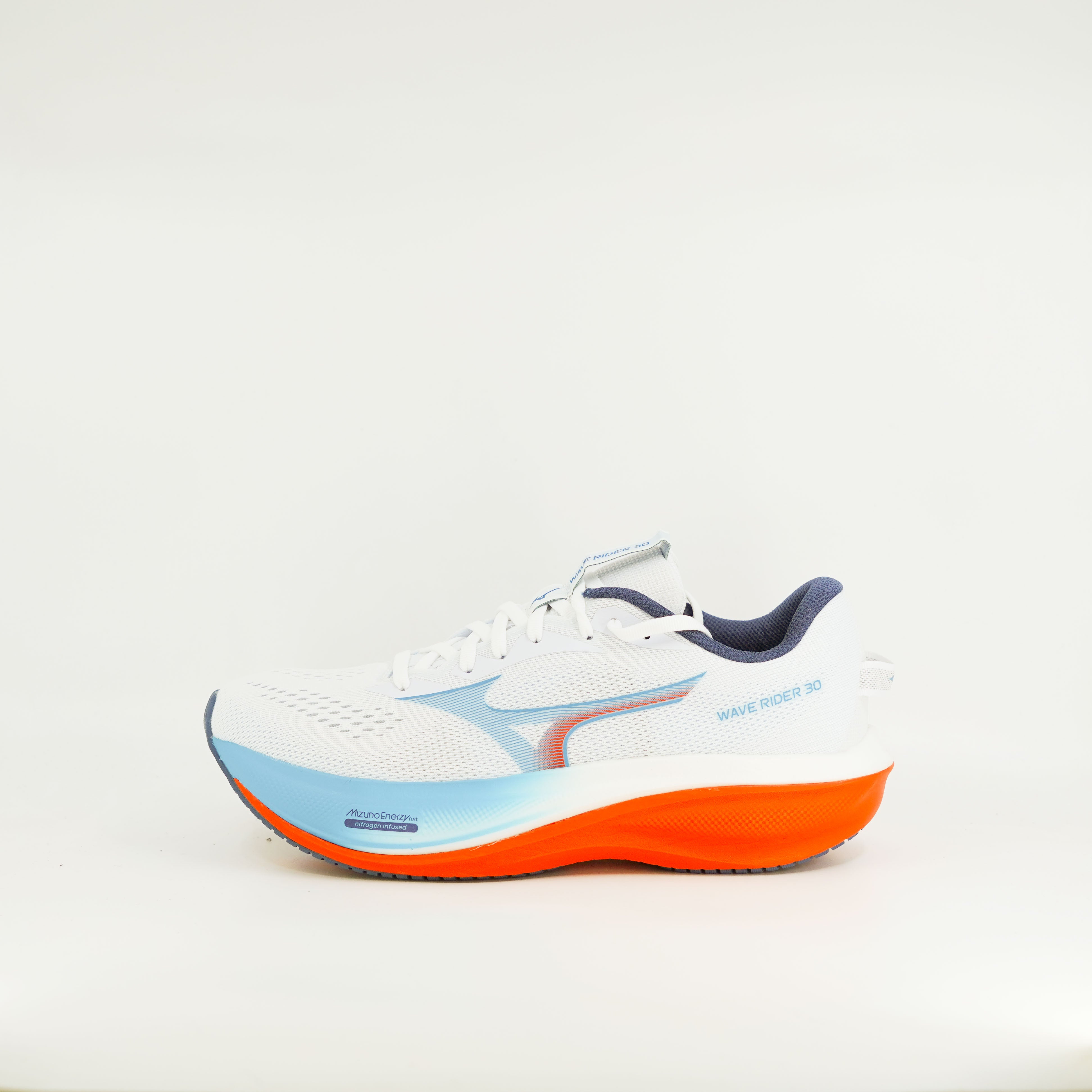 Mizuno Wave Rider 30 (D Standard) Mens White/Flamingo Coral/Lime Plup - Frontrunner Colombo