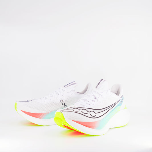 Saucony Endorphin Pro 5 (B Standard) Womens White/Multi - Frontrunner Colombo