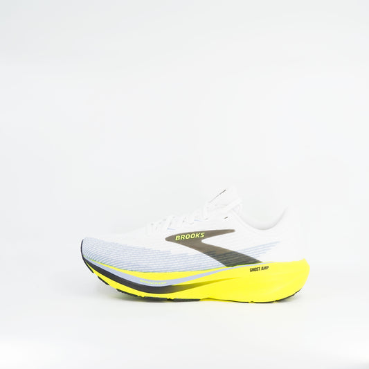 Brooks Ghost Amp (D Standard) Mens White/Blue/Nightlife - Frontrunner Colombo