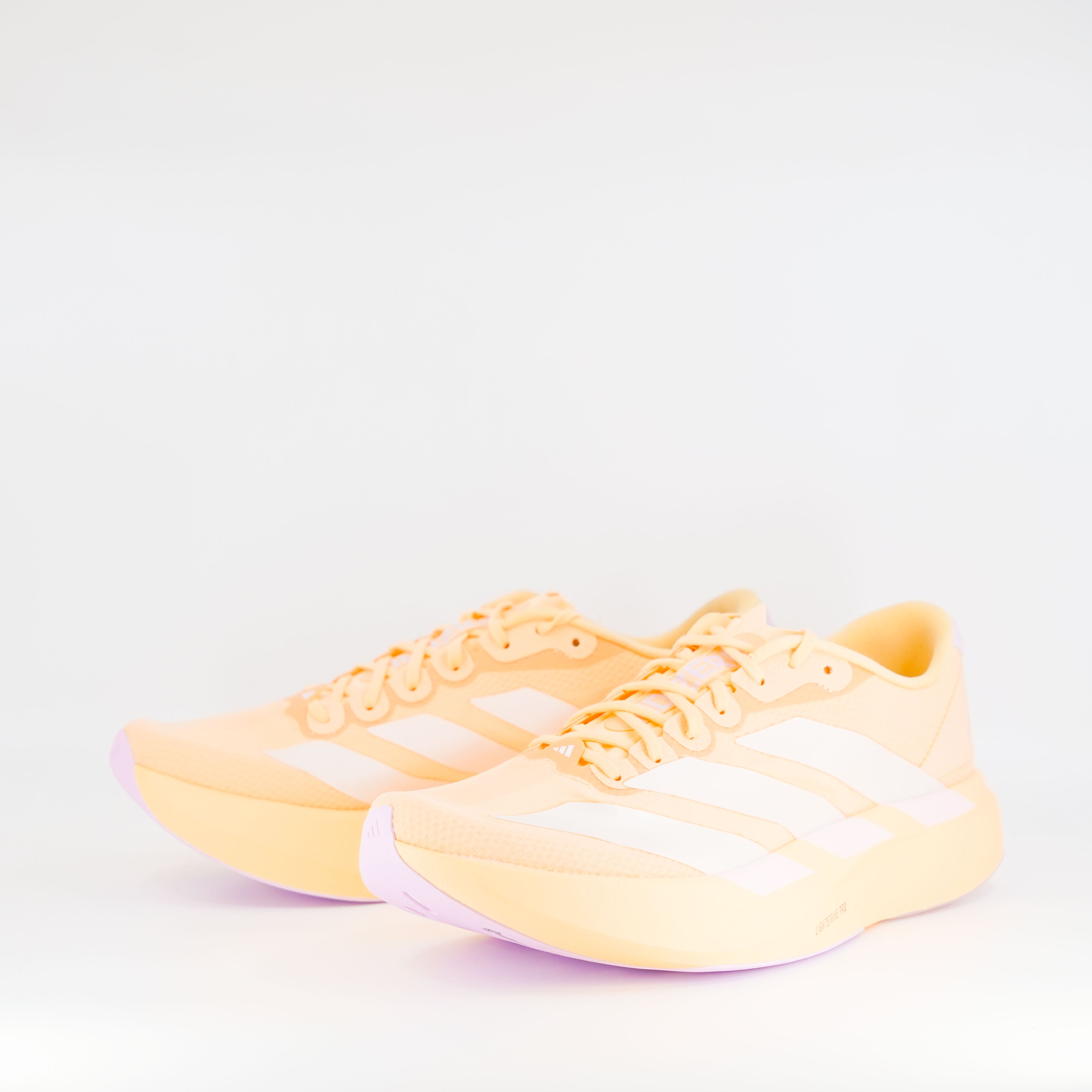 Adidas Adizero Evo SL (B Standard) Womens Ice Tangerine/Ice Gold Met/Bliss Lilac - Frontrunner Colombo