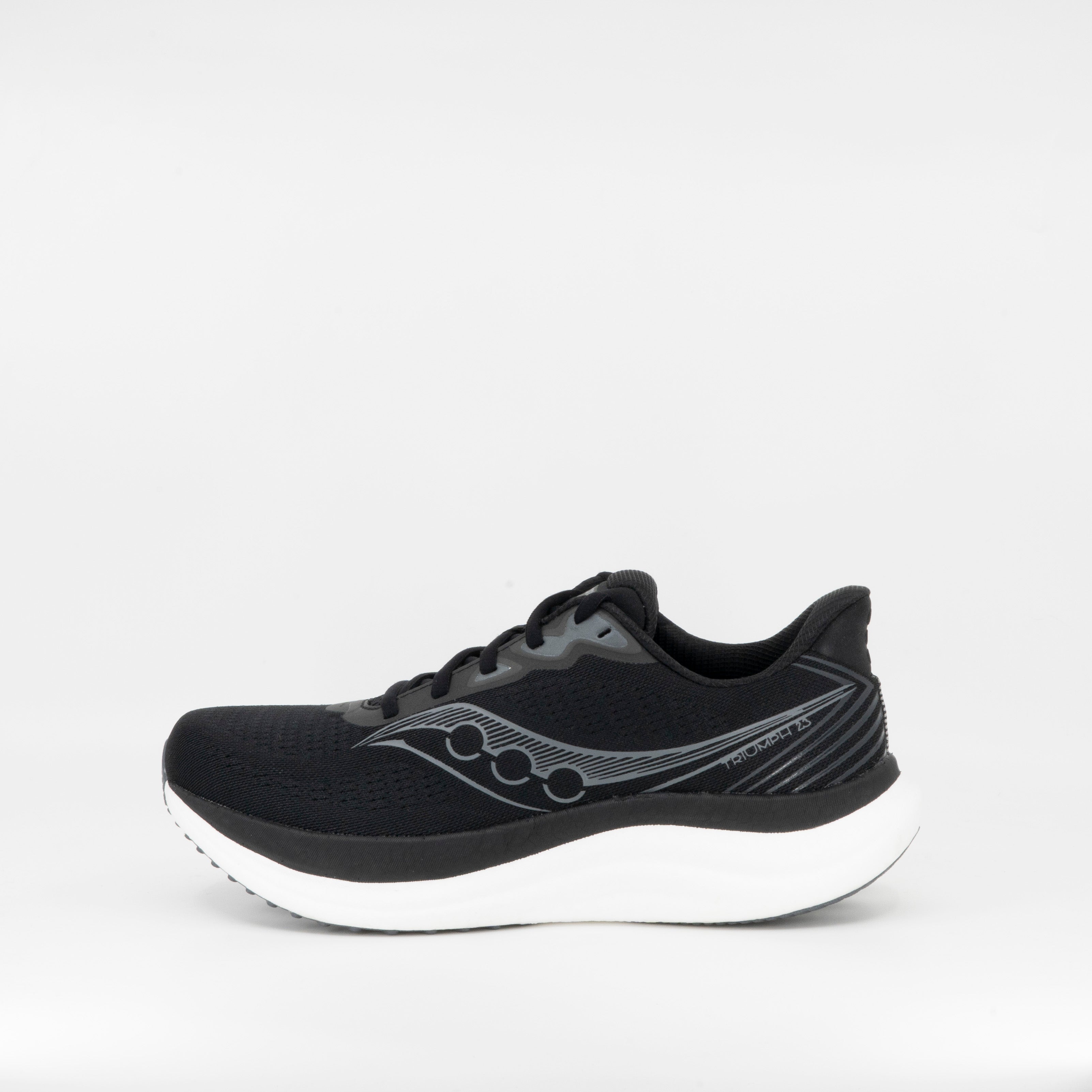 Saucony Triumph 23 (D Wide) Womens Black/White - Frontrunner Colombo
