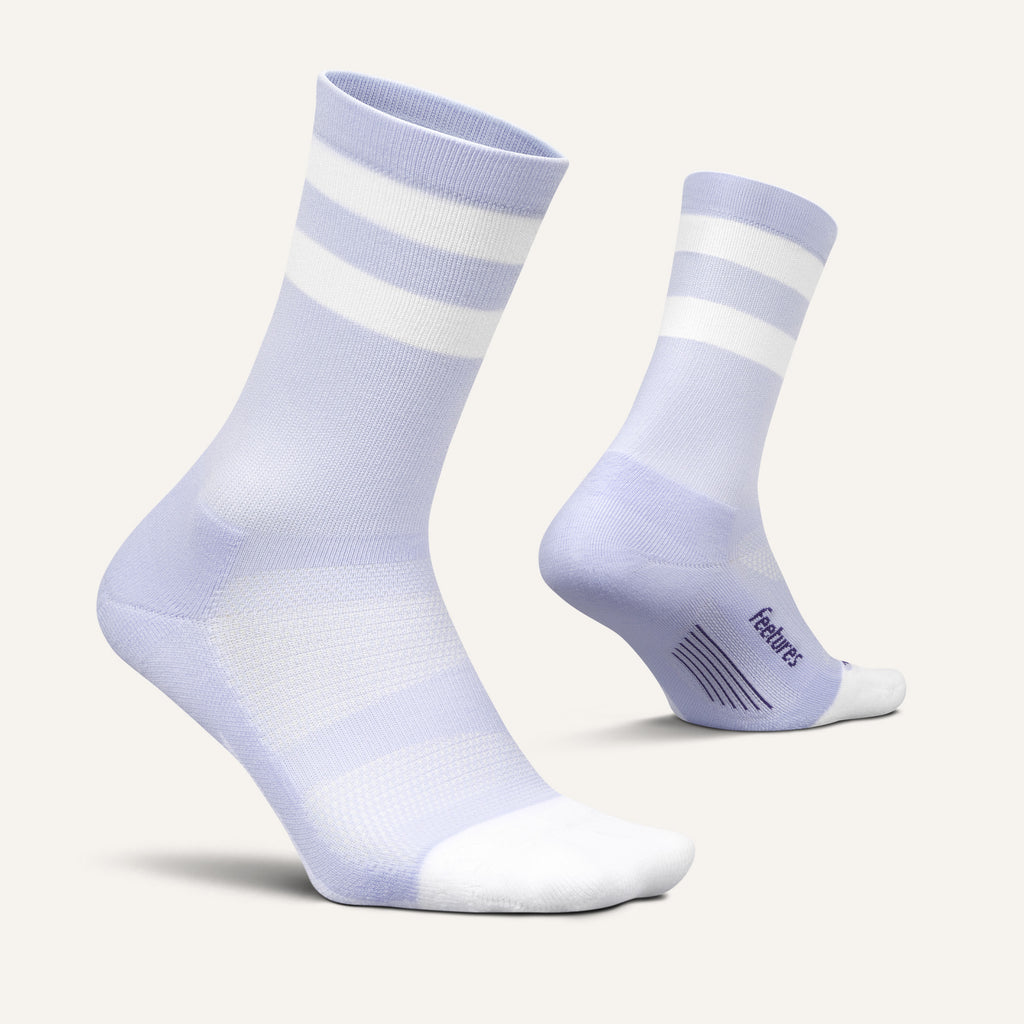 Feetures Elite Light Cushion Mini Crew Lilac High Top Stripe - Frontrunner Colombo