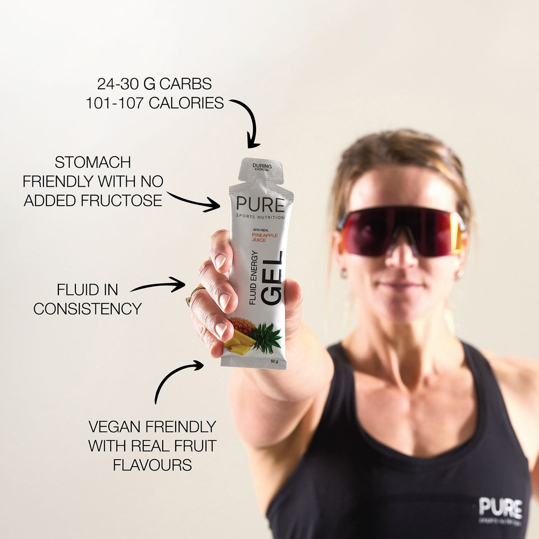 PURE Fluid Energy Gel Raspberry Caffeine - Box of 18 - Frontrunner Colombo