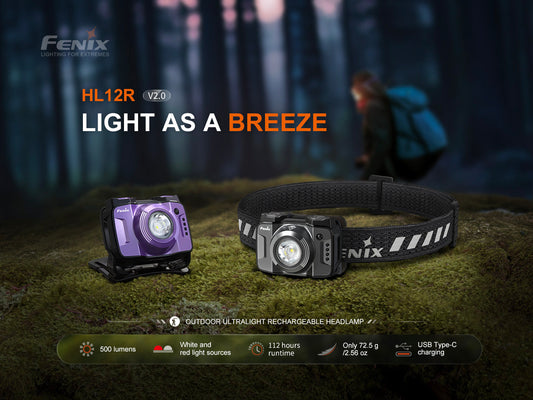 Fenix HL12R Rechargeable Headlamp Purple - Frontrunner Colombo