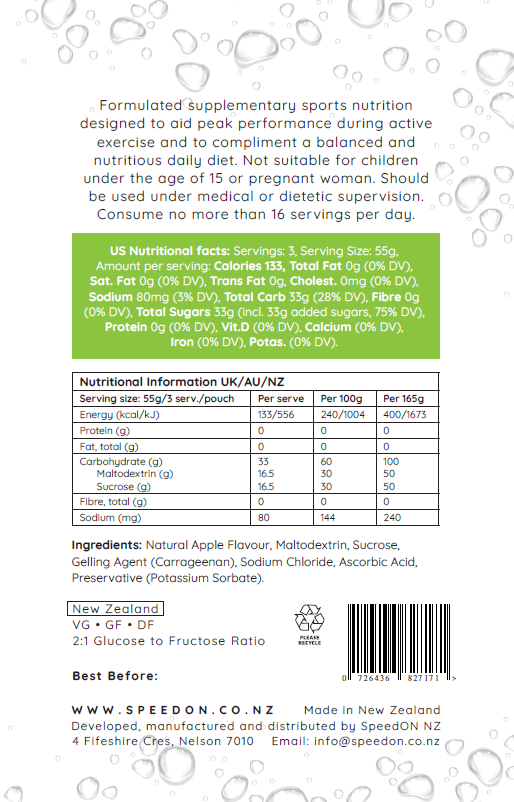 SpeedON Aqueous Gel - 100g Carb - Green Apple - Frontrunner Colombo