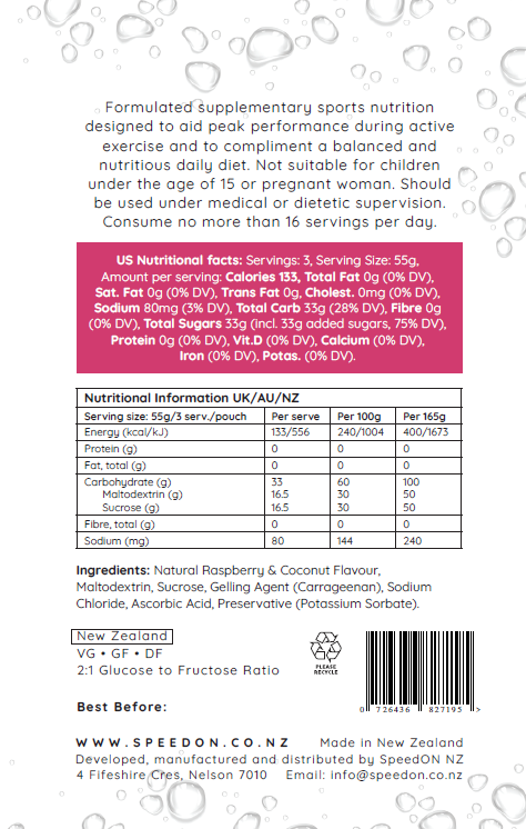 SpeedON Aqueous Gel - 100g Carb - Raspberry Lamington - Frontrunner Colombo