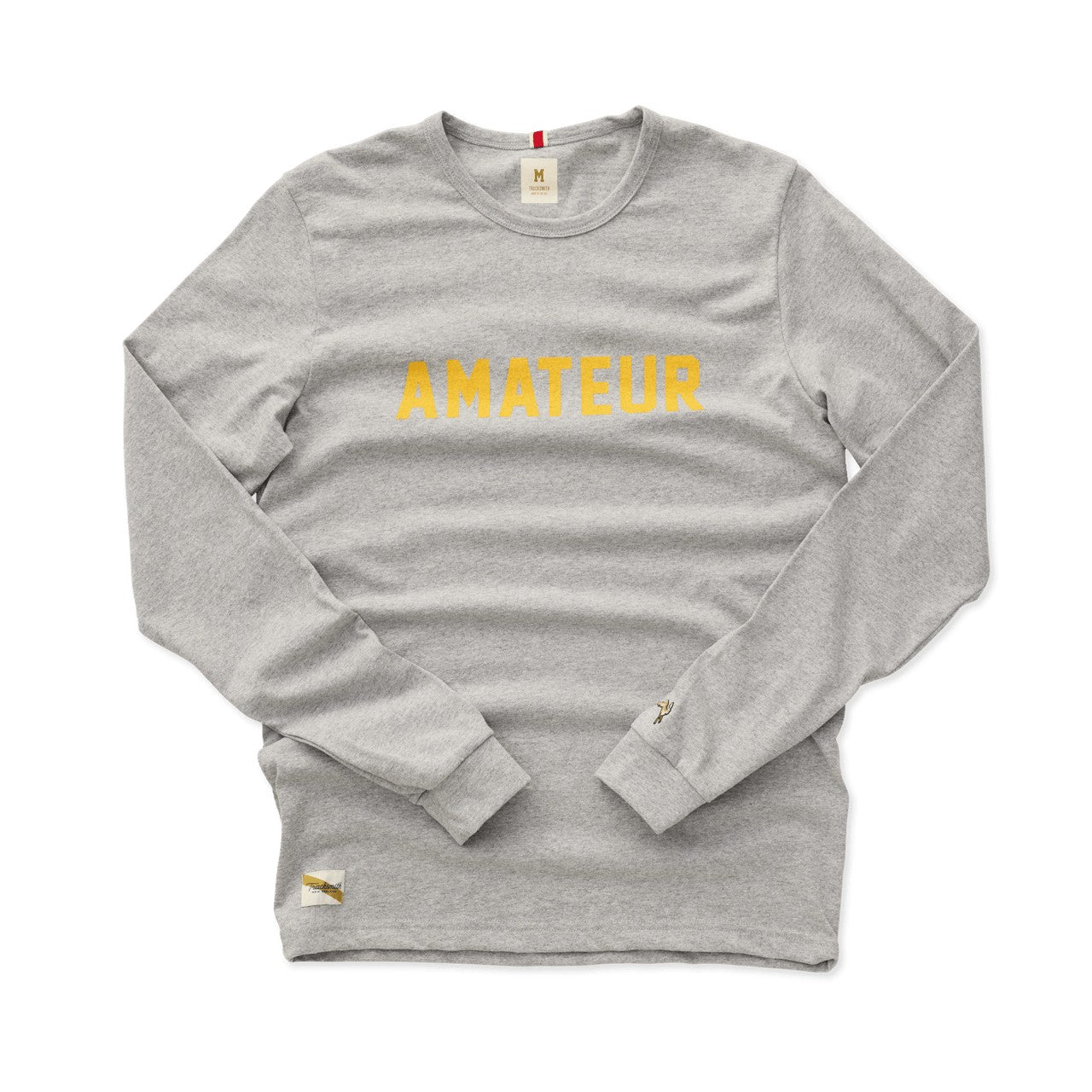 Tracksmith Grayboy Amateur Long Sleeve Unisex - Grey/Yellow - Frontrunner Colombo