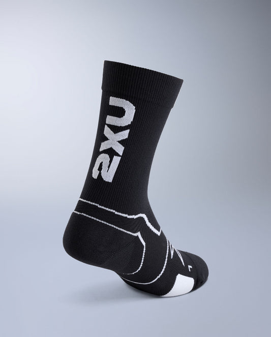 2XU Vectr Cushion Crew Socks Black/White - Frontrunner Colombo