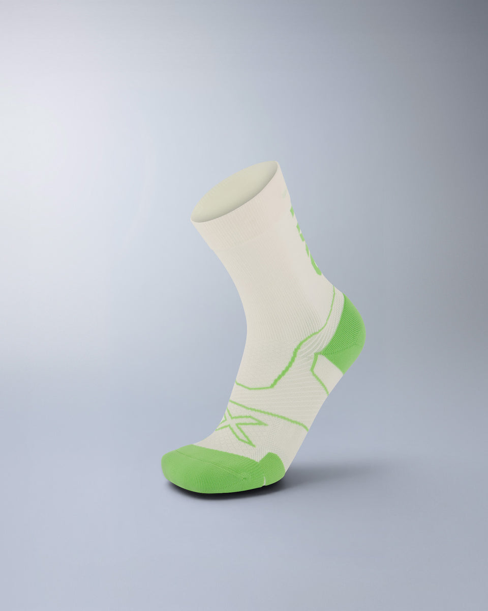 2XU Vectr Cushion Crew Socks Chalk/Lime Zest - Frontrunner Colombo