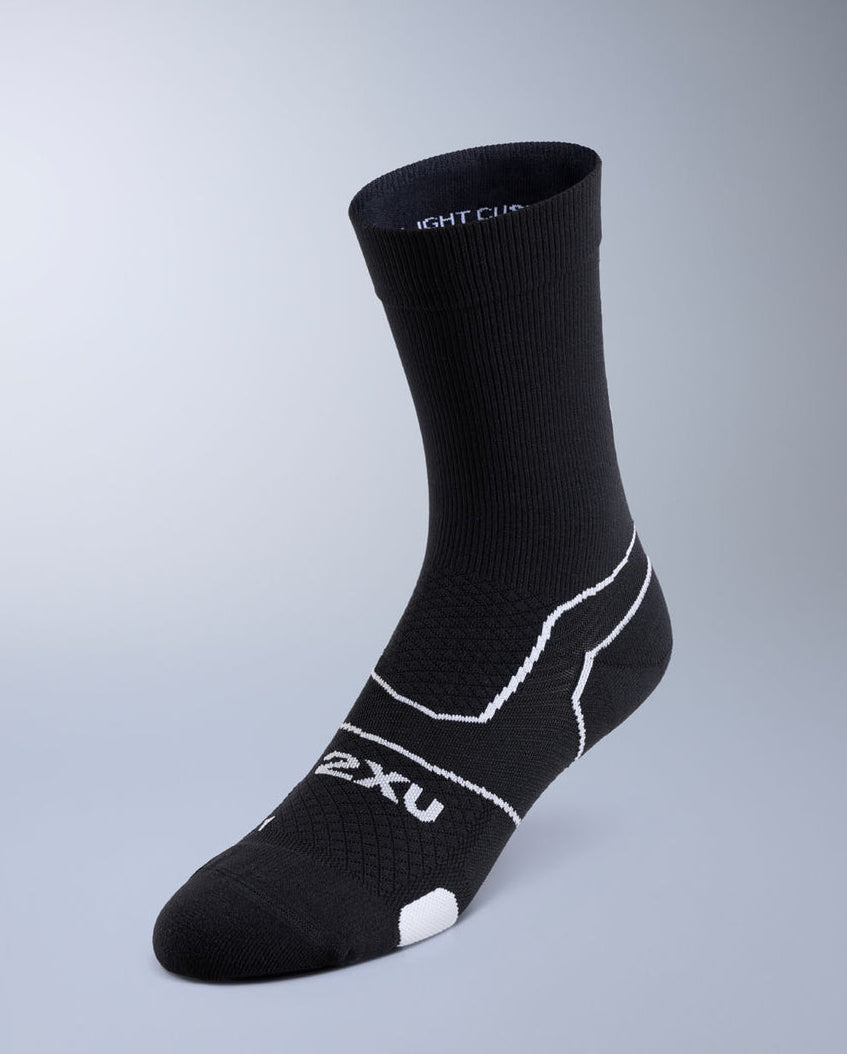 2XU Vectr Cushion Crew Socks Black/White - Frontrunner Colombo