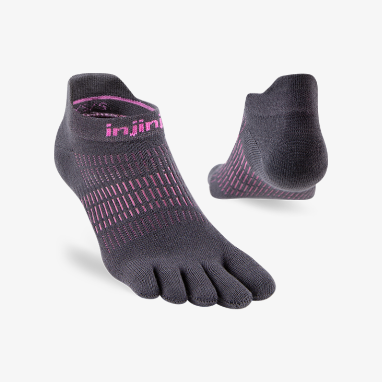 Injinji Womens Run Lightweight No-Show Charcoal - Frontrunner Colombo