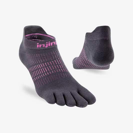 Injinji Womens Run Lightweight No-Show Charcoal - Frontrunner Colombo