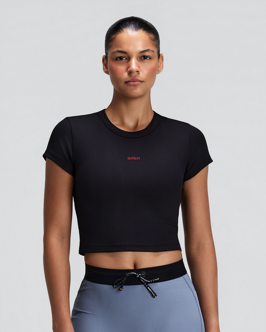 Bandit Women's Vituccia Cropped Performance Tee / Black - Frontrunner Colombo