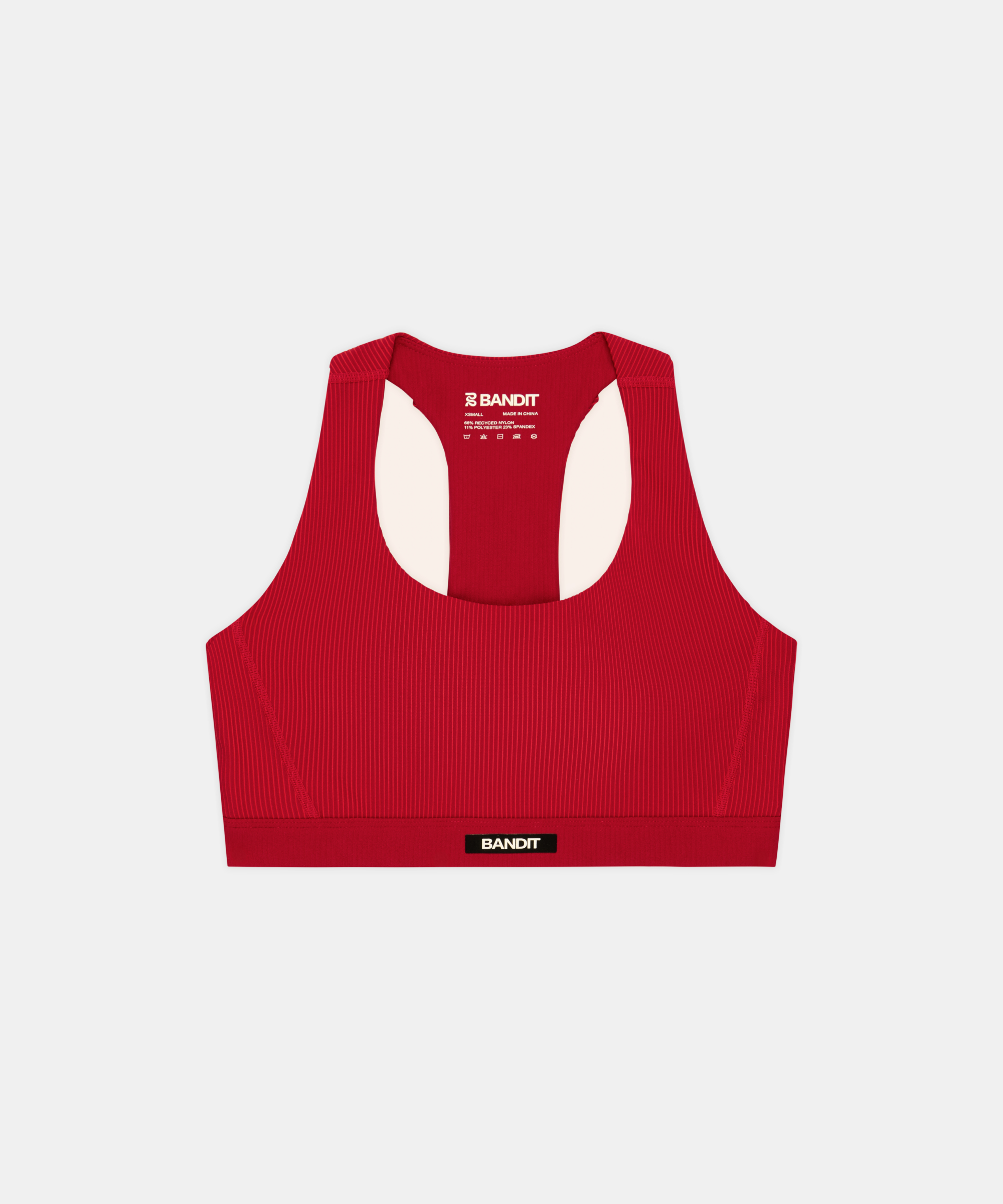 Bandit Women's Striped Cadence Scoop Neck T-Back Run Bra / Oxide Red/Signal Red - Frontrunner Colombo