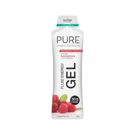 PURE Fluid Energy Gel - Raspberry + Caffeine - 8 Pack - Frontrunner Colombo