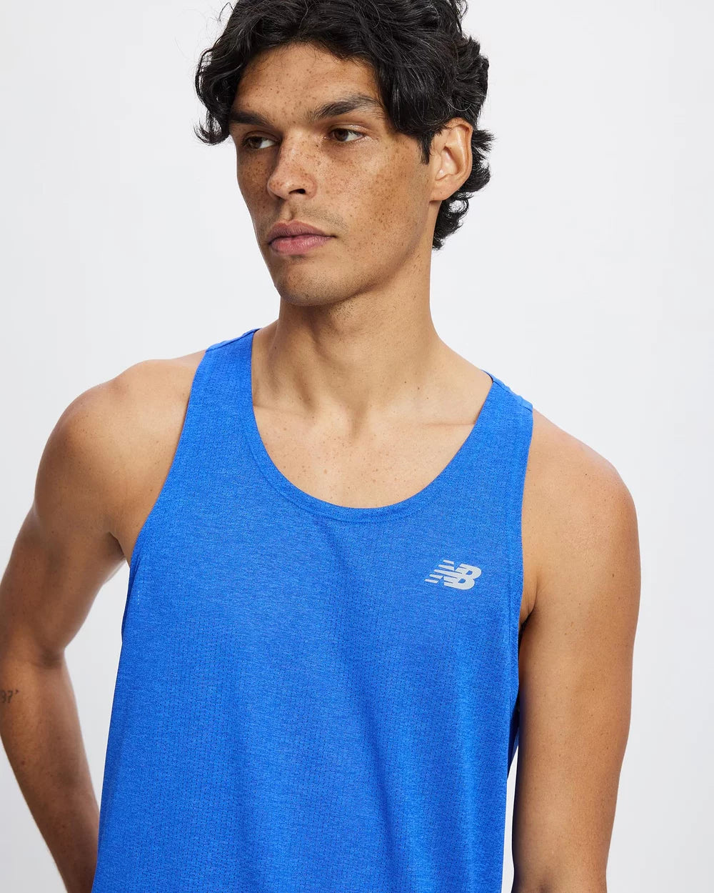 New Balance Athletics Tank Mens Blue Gemstone Heather - Frontrunner Colombo