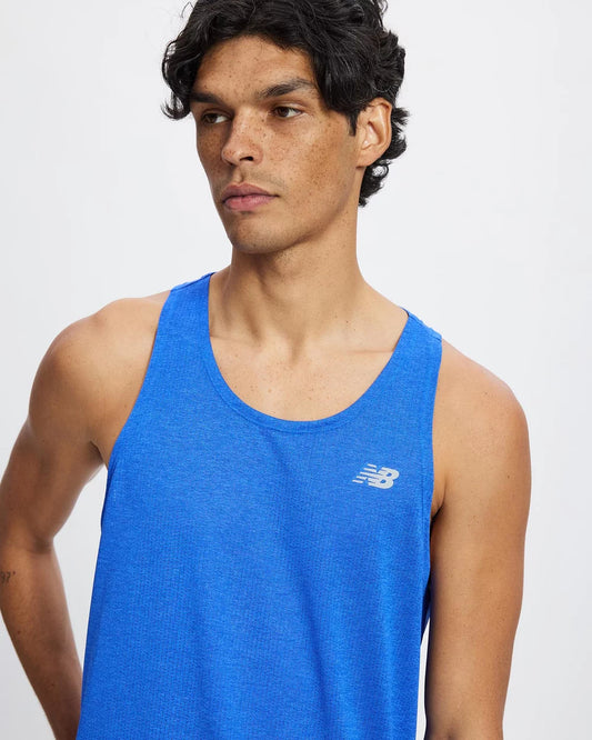 New Balance Athletics Tank Mens Blue Gemstone Heather - Frontrunner Colombo